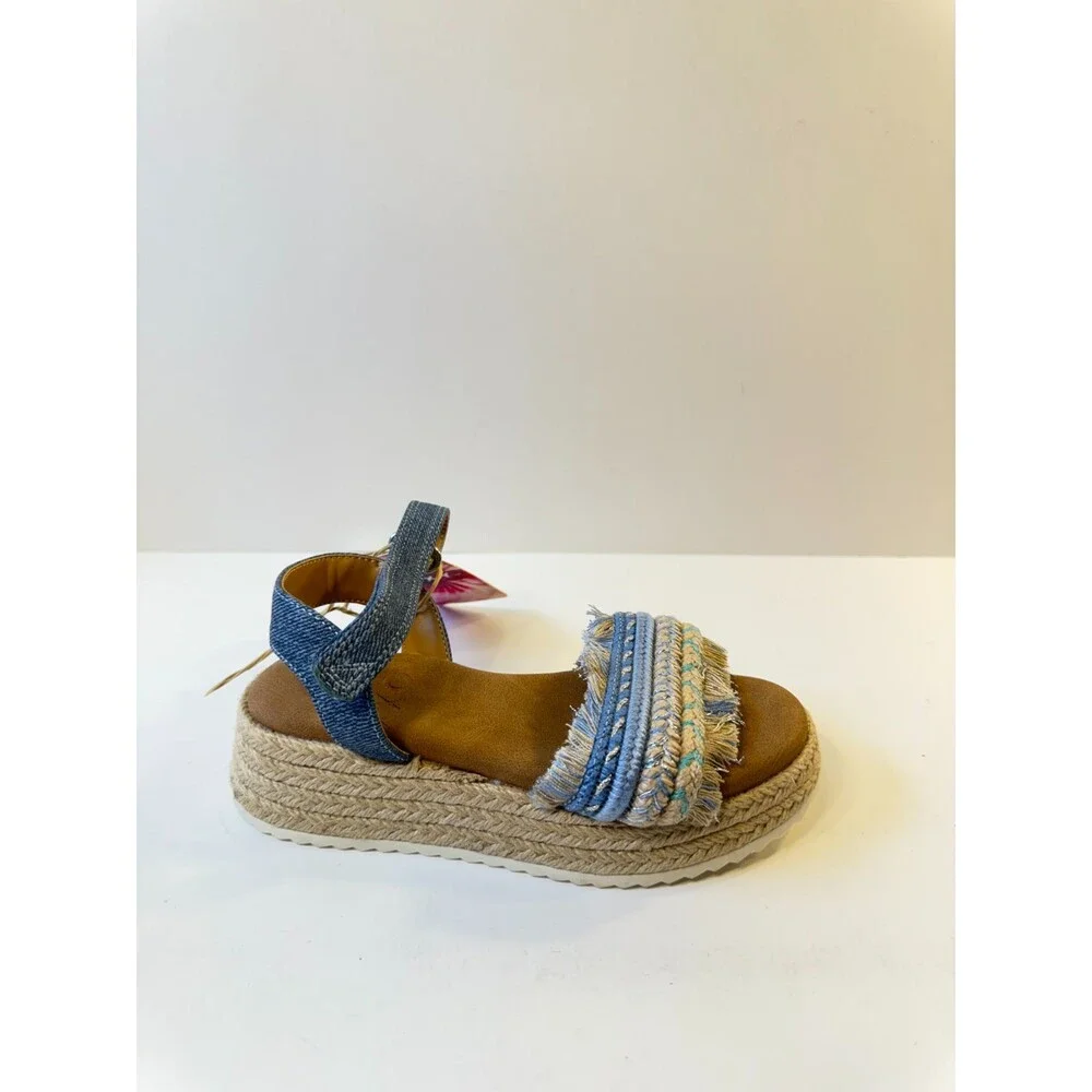 Roxy Kids Sandals Platform Braided Jute Wedge Multicolor US 11