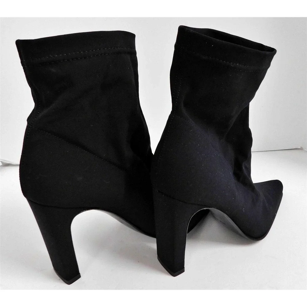 New Chantal Italy Black Stretchy Nylon Ankle Boots 9 M‎
