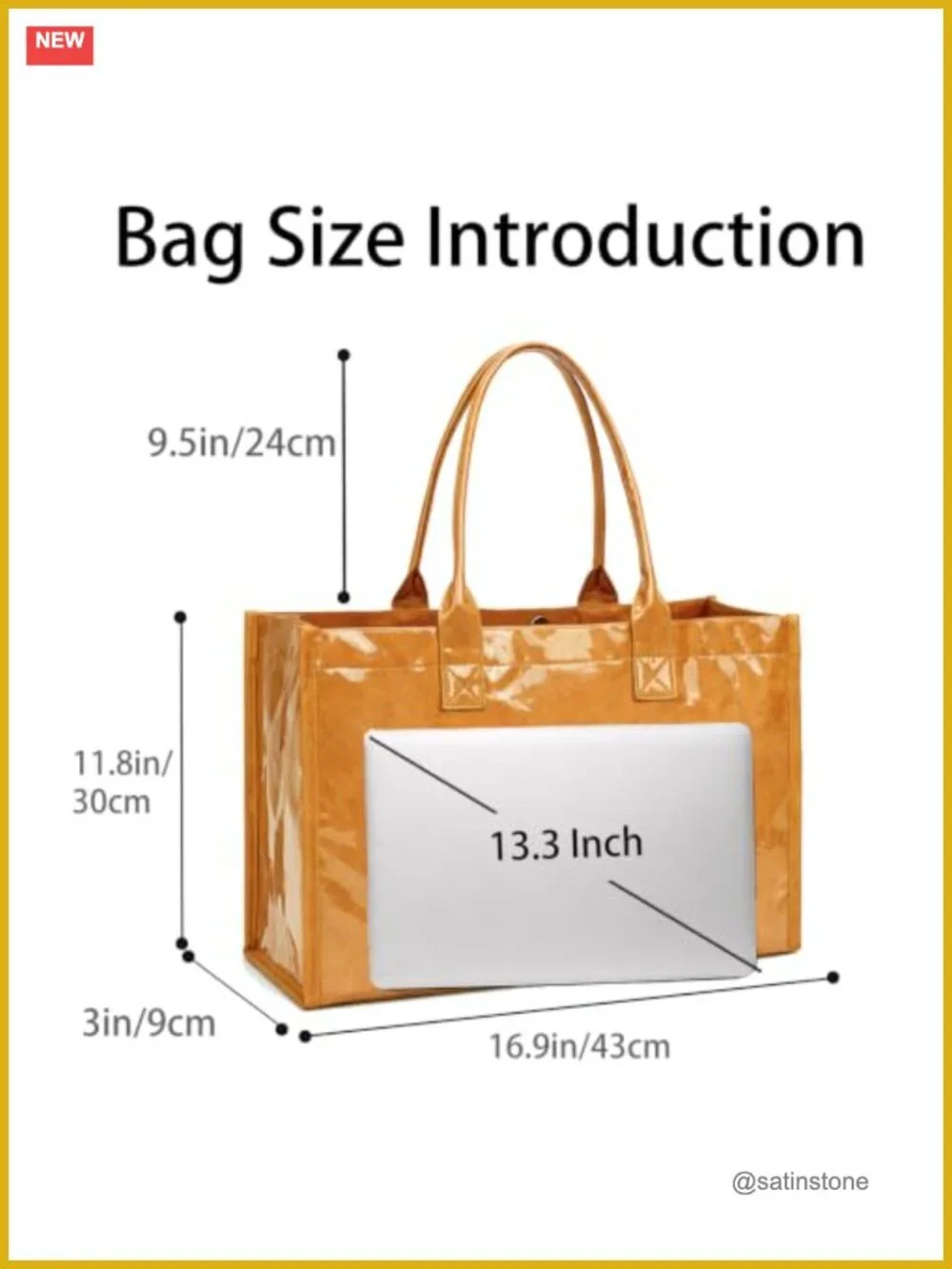 PVC Tote Bag for Women, Large Work Plastic Purse, Letter Print Shoulder Bag,