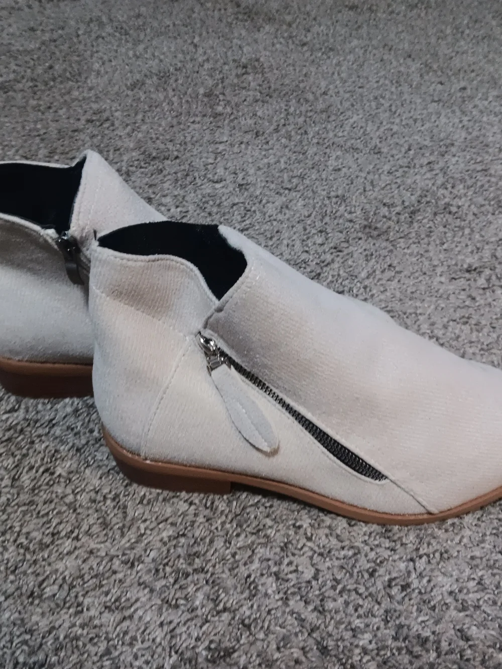 Cream Ankle Booties with Low Stacked Sole