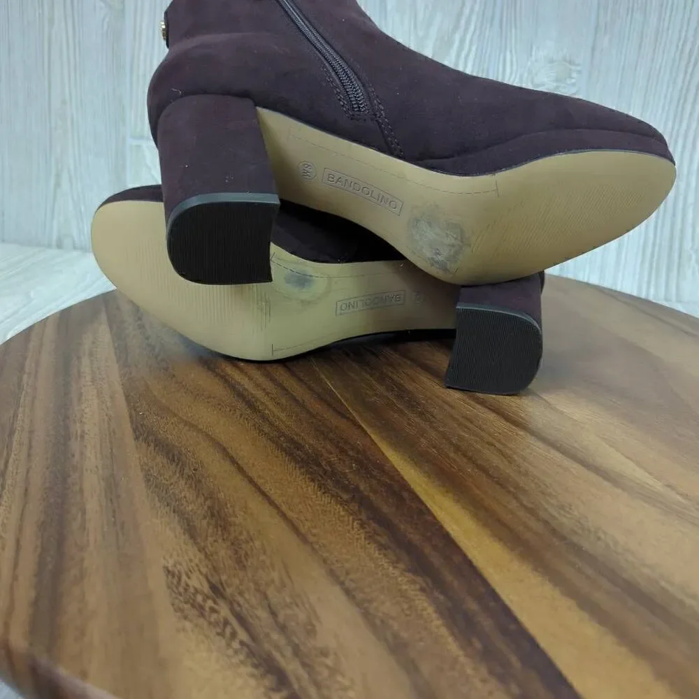 Bandolino Womens Size 8 Colleen 2 Suede Ankle Boots Booties Brown Burgundy Zips