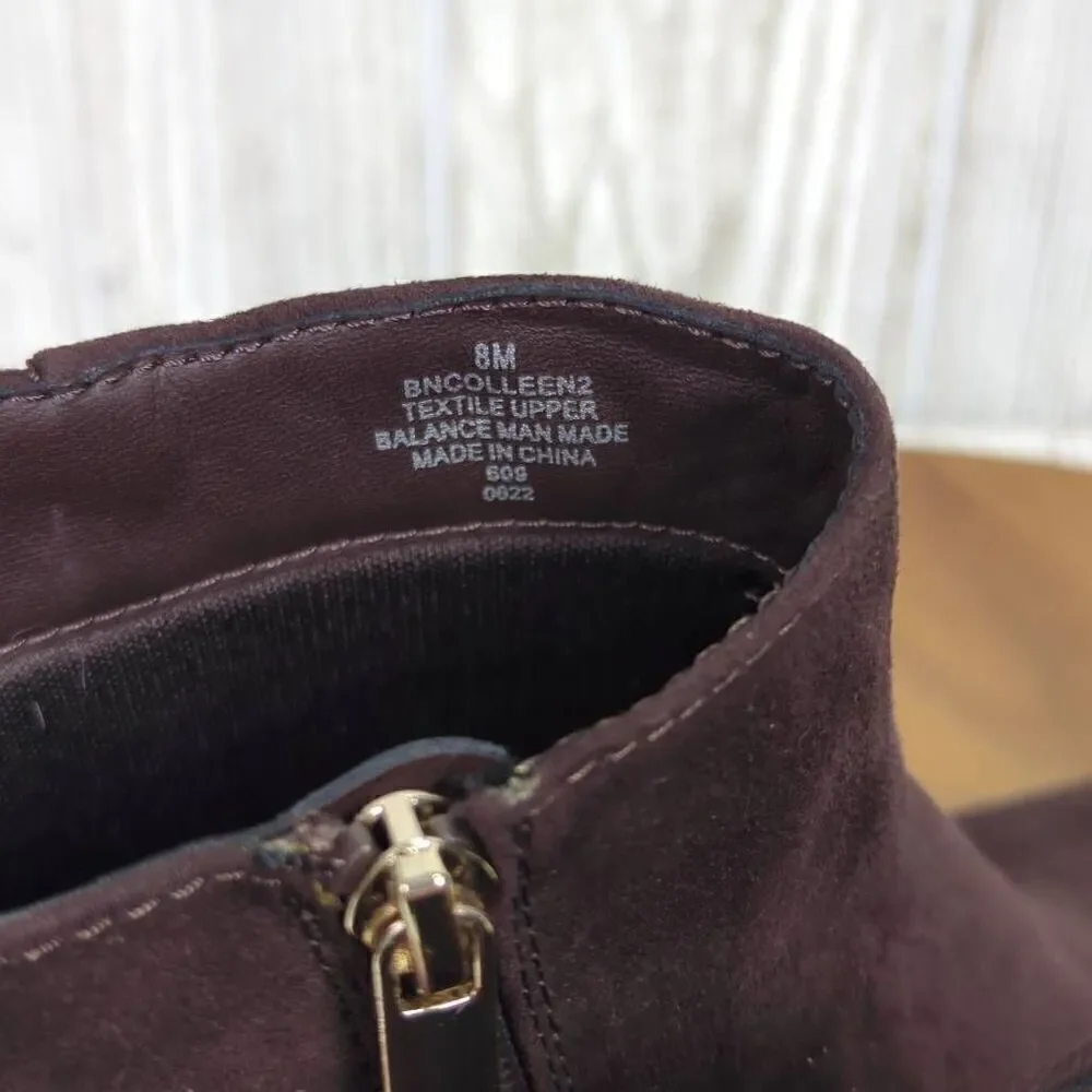 Bandolino Womens Size 8 Colleen 2 Suede Ankle Boots Booties Brown Burgundy Zips
