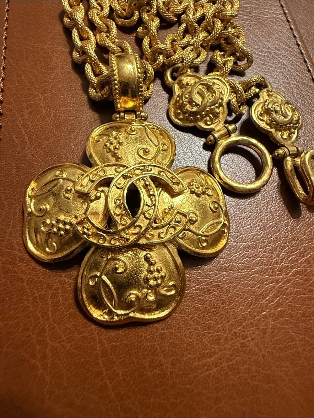 Vintage Chanel CC Clover Statement Necklace