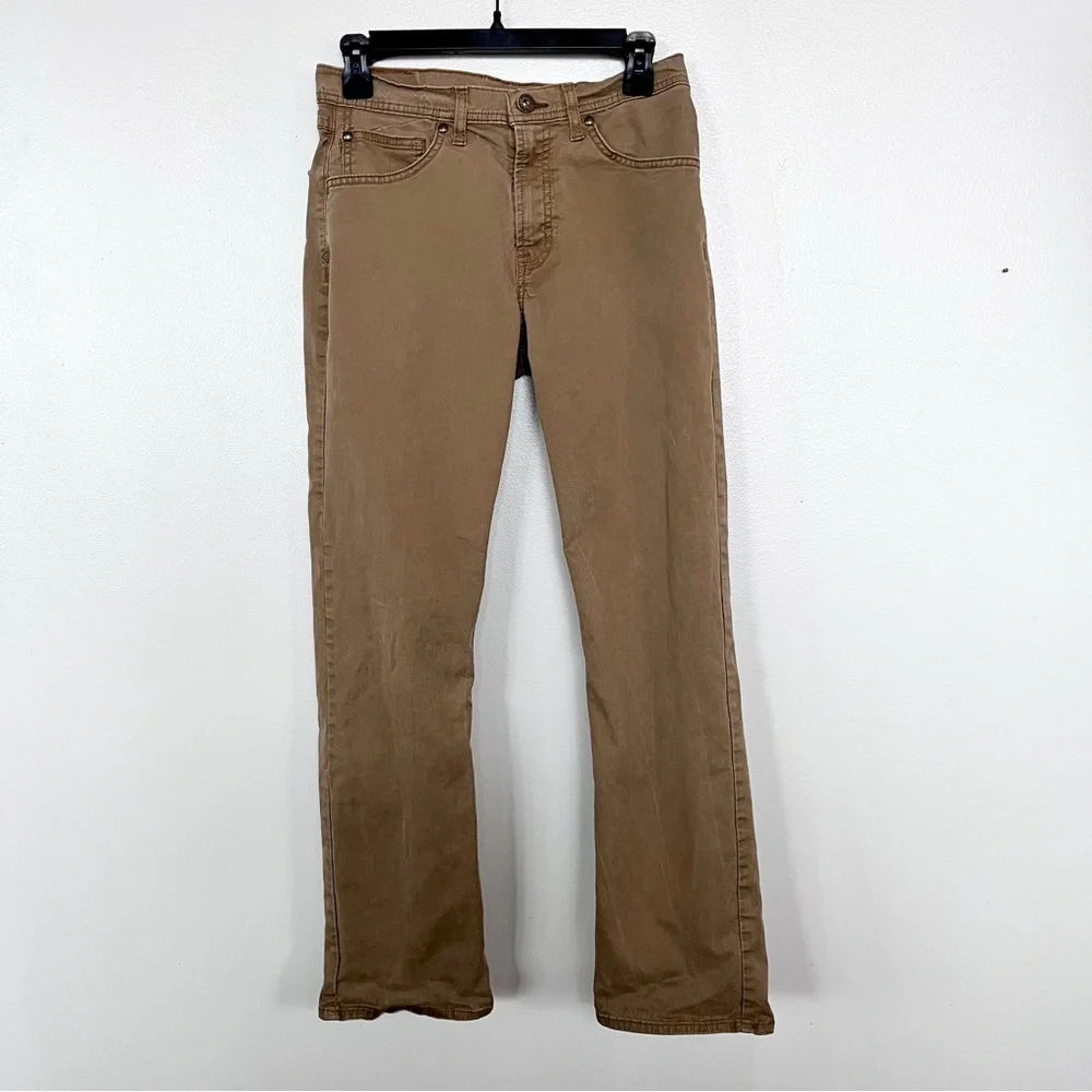 Wrangler Men's Straight Fit Flex Pants Khaki Tan Size 30/30 Fits 27x28