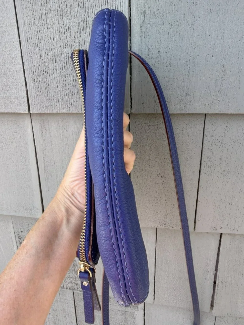 KATE SPADE purple pebbled leather foldover crossbody preppy purse designer