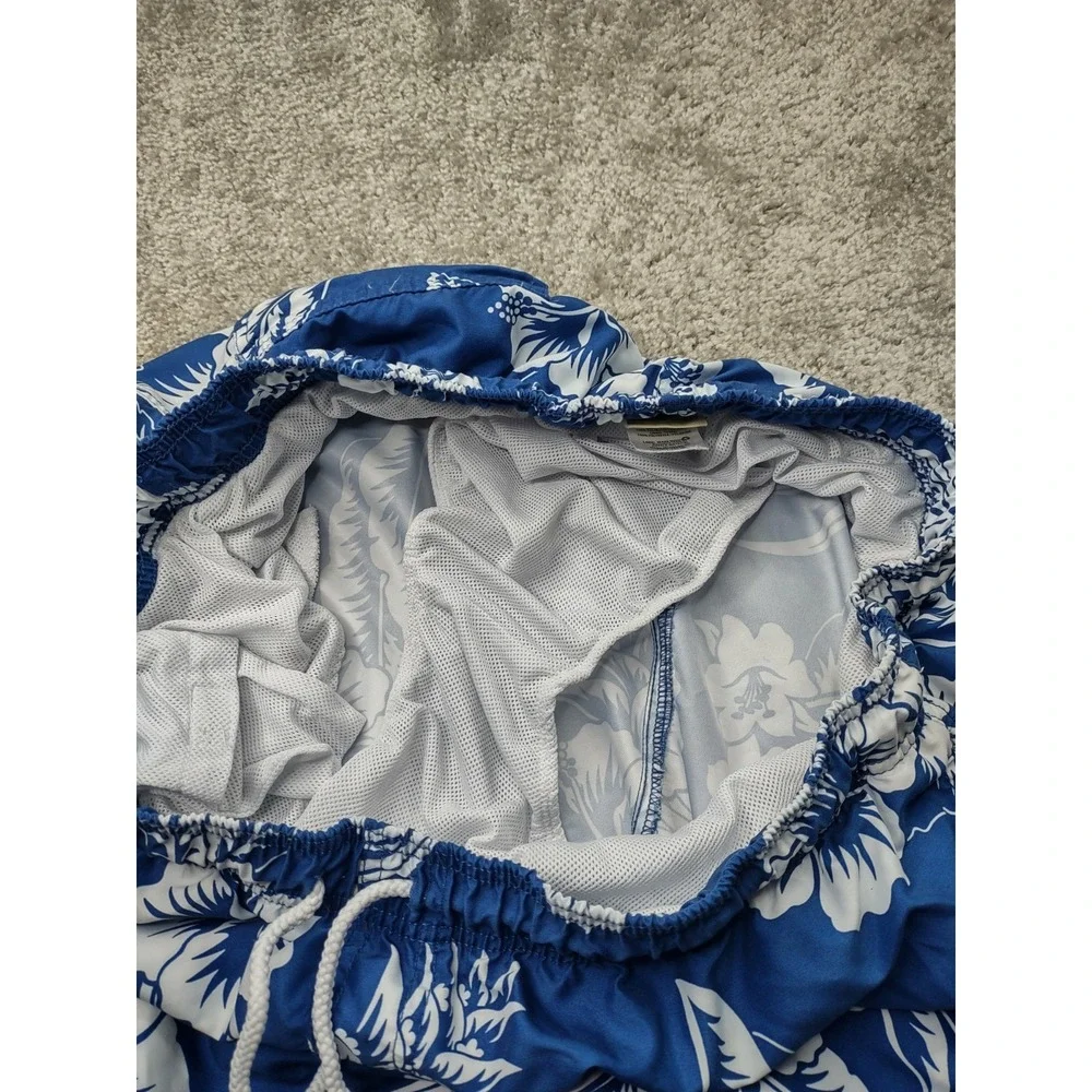 Men's Swim Shorts Size XL Trader Bay ‎ Blue Hibiscus Hawaiian print Beachy