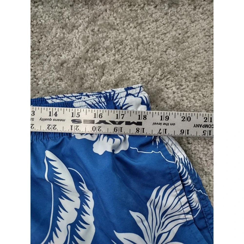 Men's Swim Shorts Size XL Trader Bay ‎ Blue Hibiscus Hawaiian print Beachy