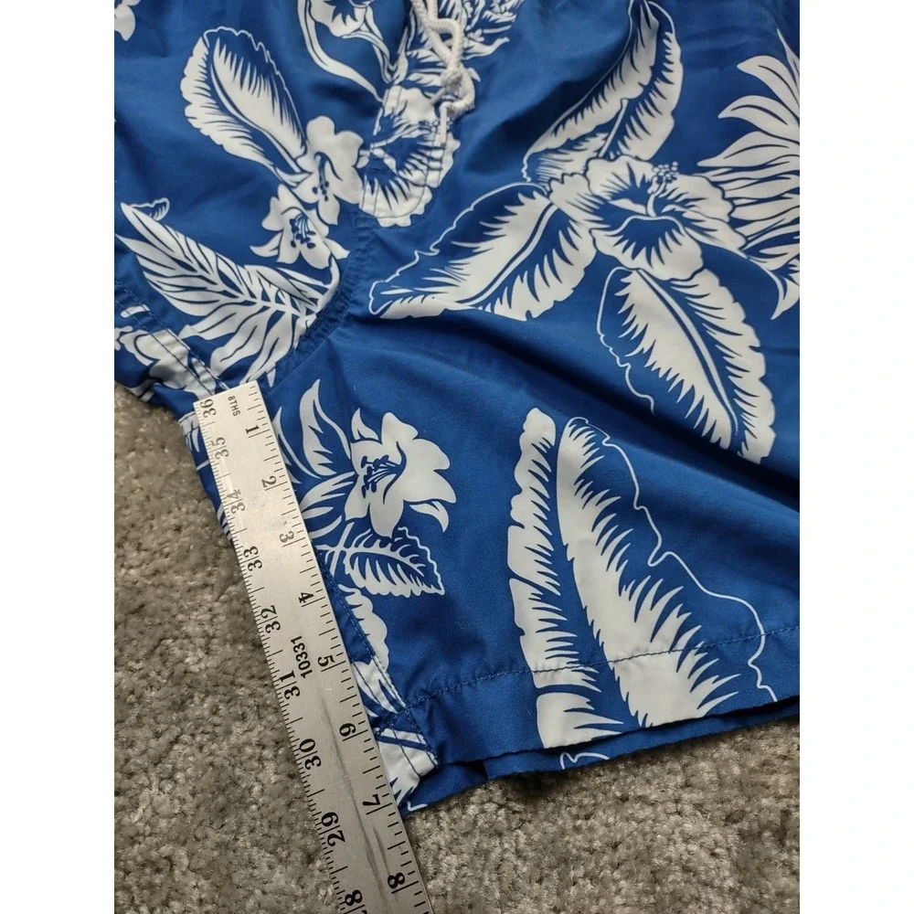 Men's Swim Shorts Size XL Trader Bay ‎ Blue Hibiscus Hawaiian print Beachy