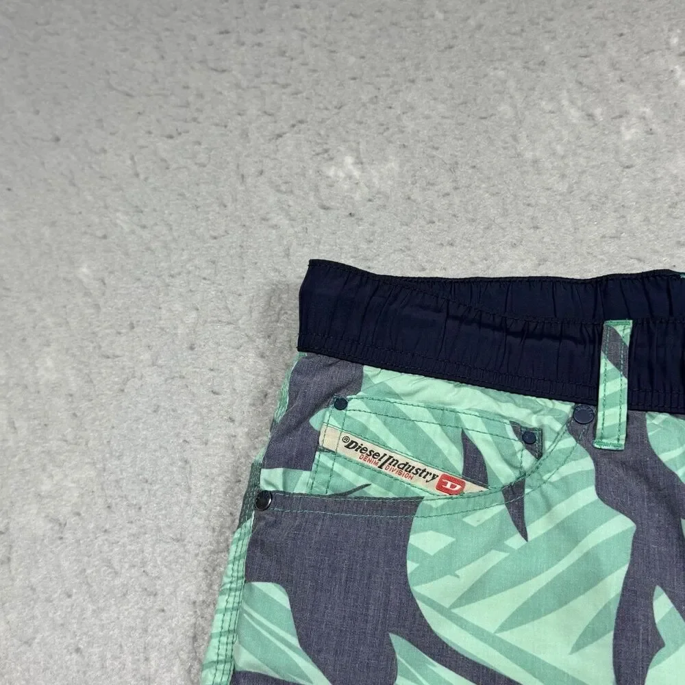 Diesel Beachwear Shorts Men’s Medium Blue  Drawstring Swim Beach Trunk