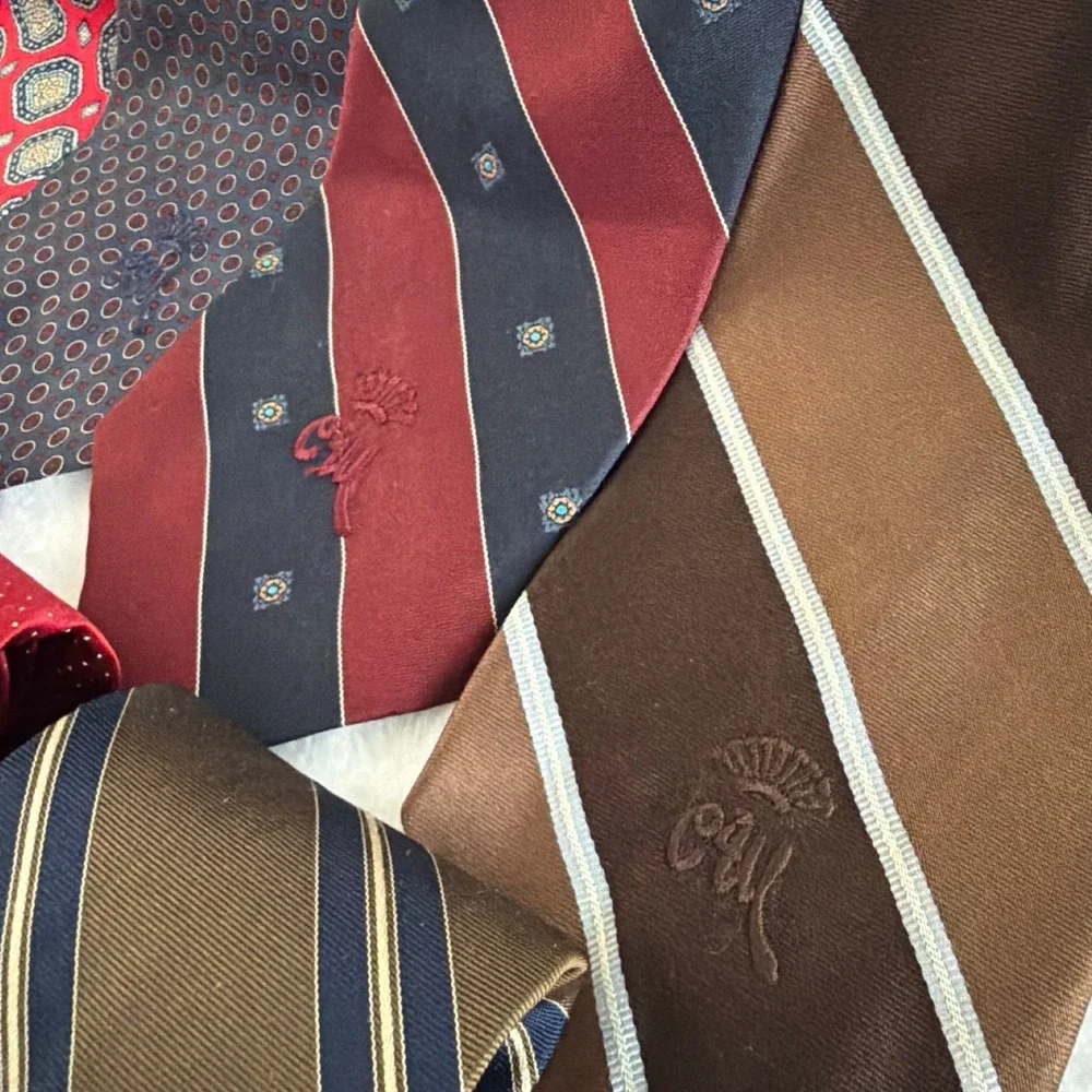Countess Mara‎ Silk Tie Lot 9 Vintage Leopold Price & Rolle Striped Foulard Mens