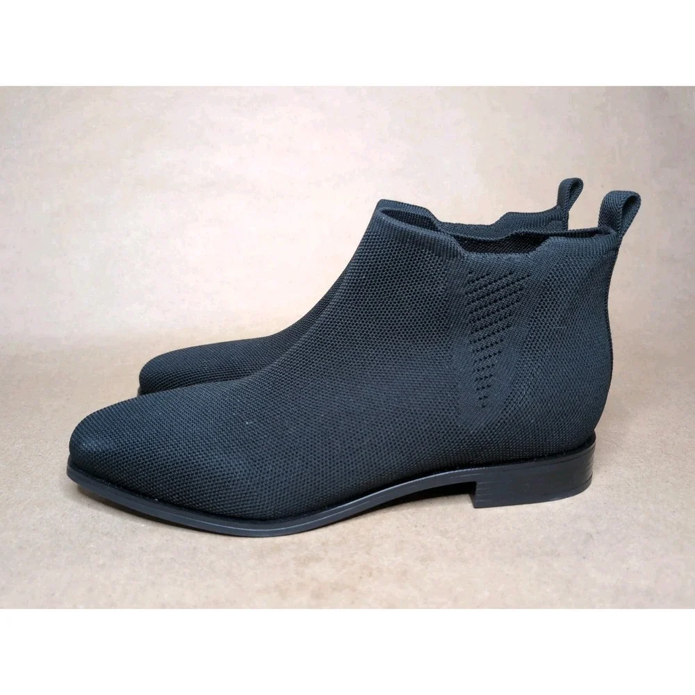 VIVAIA Women‎ Size 39.5 Chelsea Boot Ryan Slip On Black Knit Ankle Boots Comfort