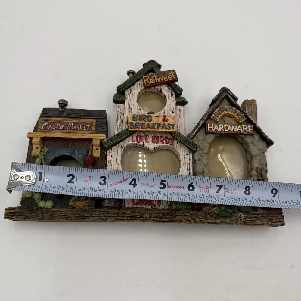 Vtg 90s Birdhouse Village Figurine Love Birds Resin Decor‎ Picture Frame Cottage