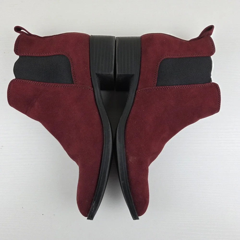 So Kohls Memory Foam Burgundy Zipper Stretch Slip On‎ Ankle Boot 7 1/2 Med