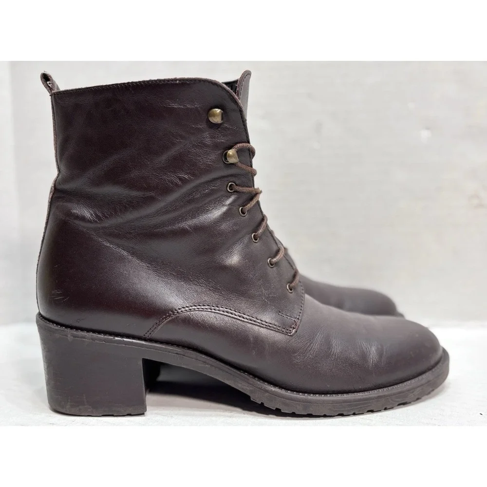 Vintage 90s G.H.‎ Bass R-560 Made in Italy Leather Lace Up Ankle Boots 8.5M