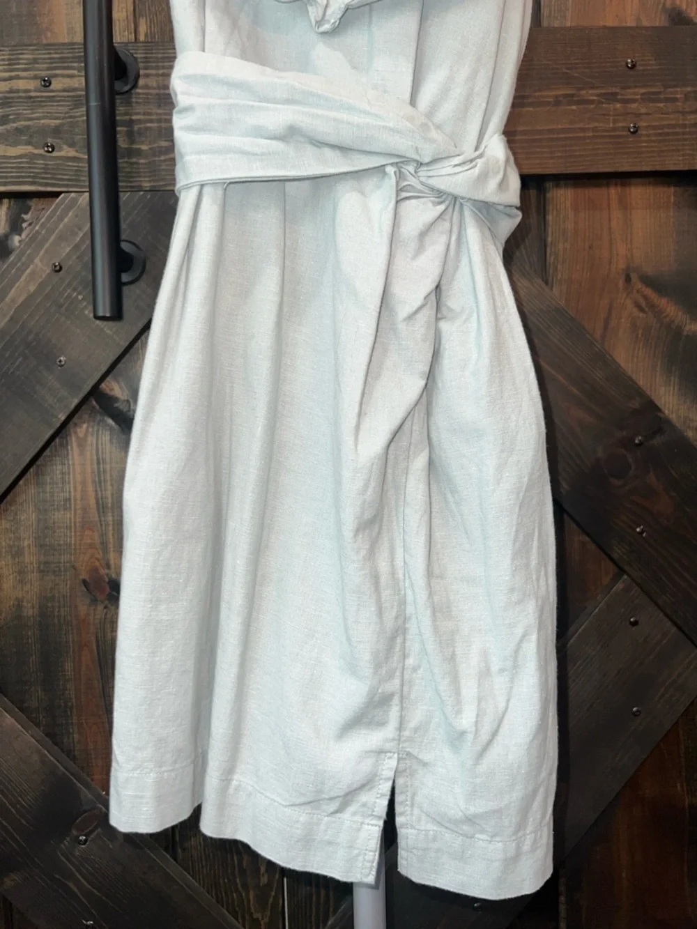 Free People Ruffle Dress XS Seafoam Green Tie Back Linen‎ Blend Criss Cross Boho