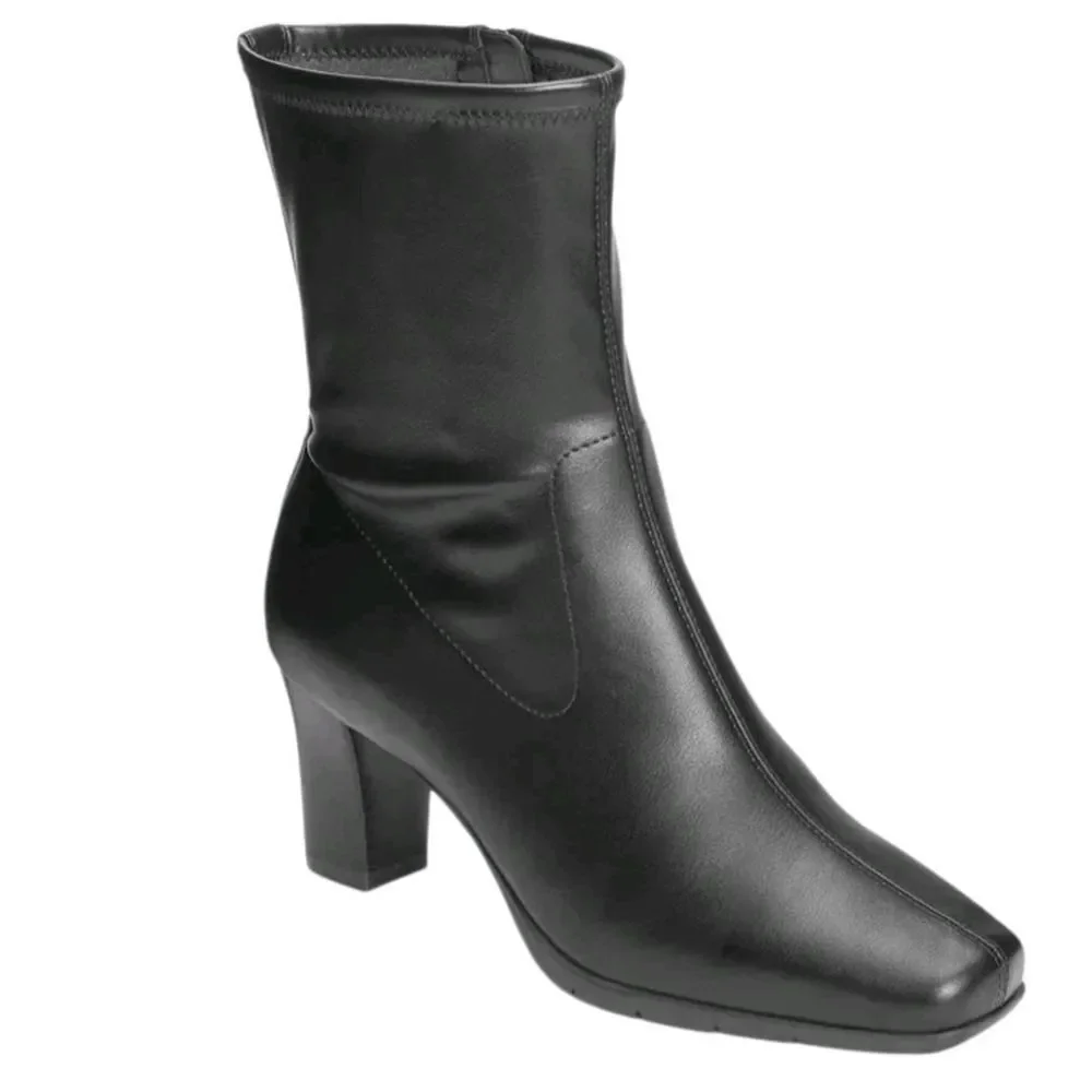 Aerosoles‎ Women's Cinnamon Heeled Tailored Booties Black Size 9.5 Ankle Boots