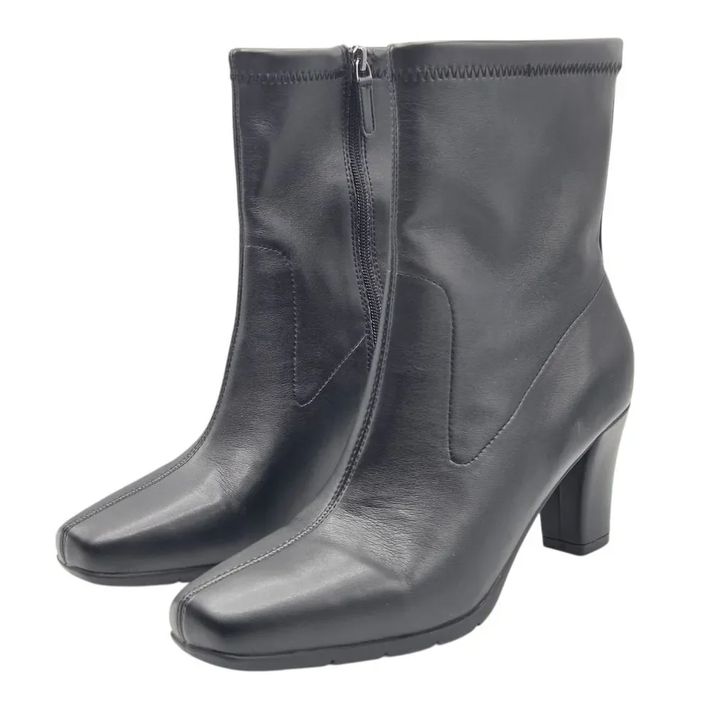 Aerosoles‎ Women's Cinnamon Heeled Tailored Booties Black Size 9.5 Ankle Boots