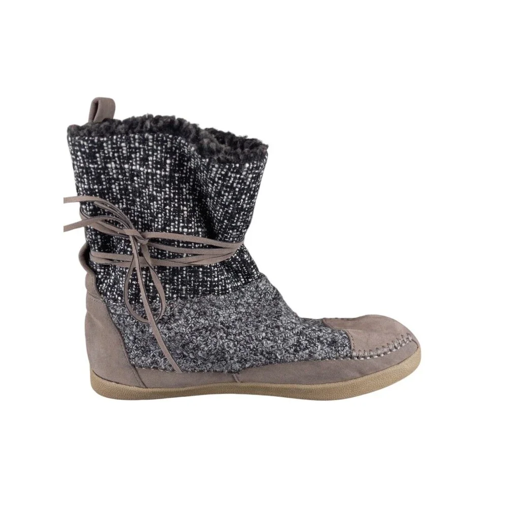 Madden Girl Jackmen Black/White Tweed‎ Boots Lace Tie Booties Size 9 Beige