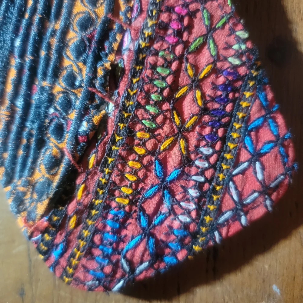 🍄🪬 Free People Boho Embroidered Repurposed vtg banjara hippie Wallet card case