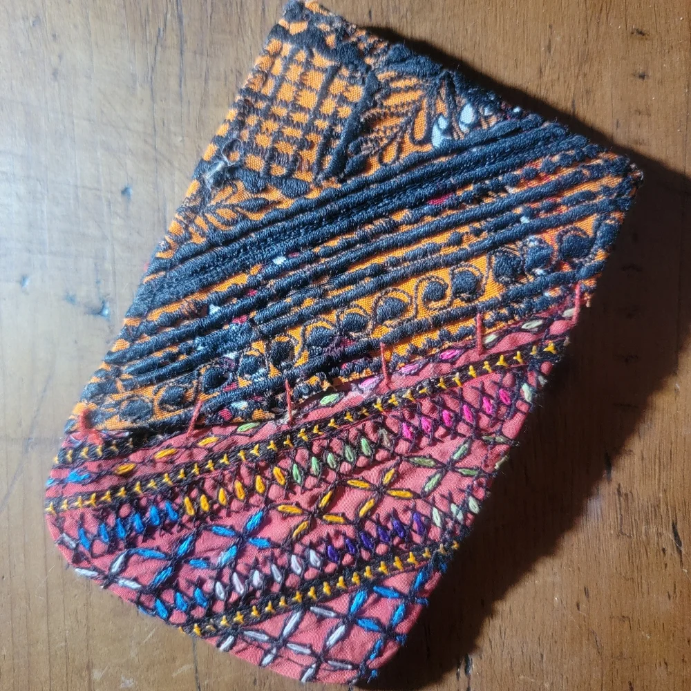 🍄🪬 Free People Boho Embroidered Repurposed vtg banjara hippie Wallet card case