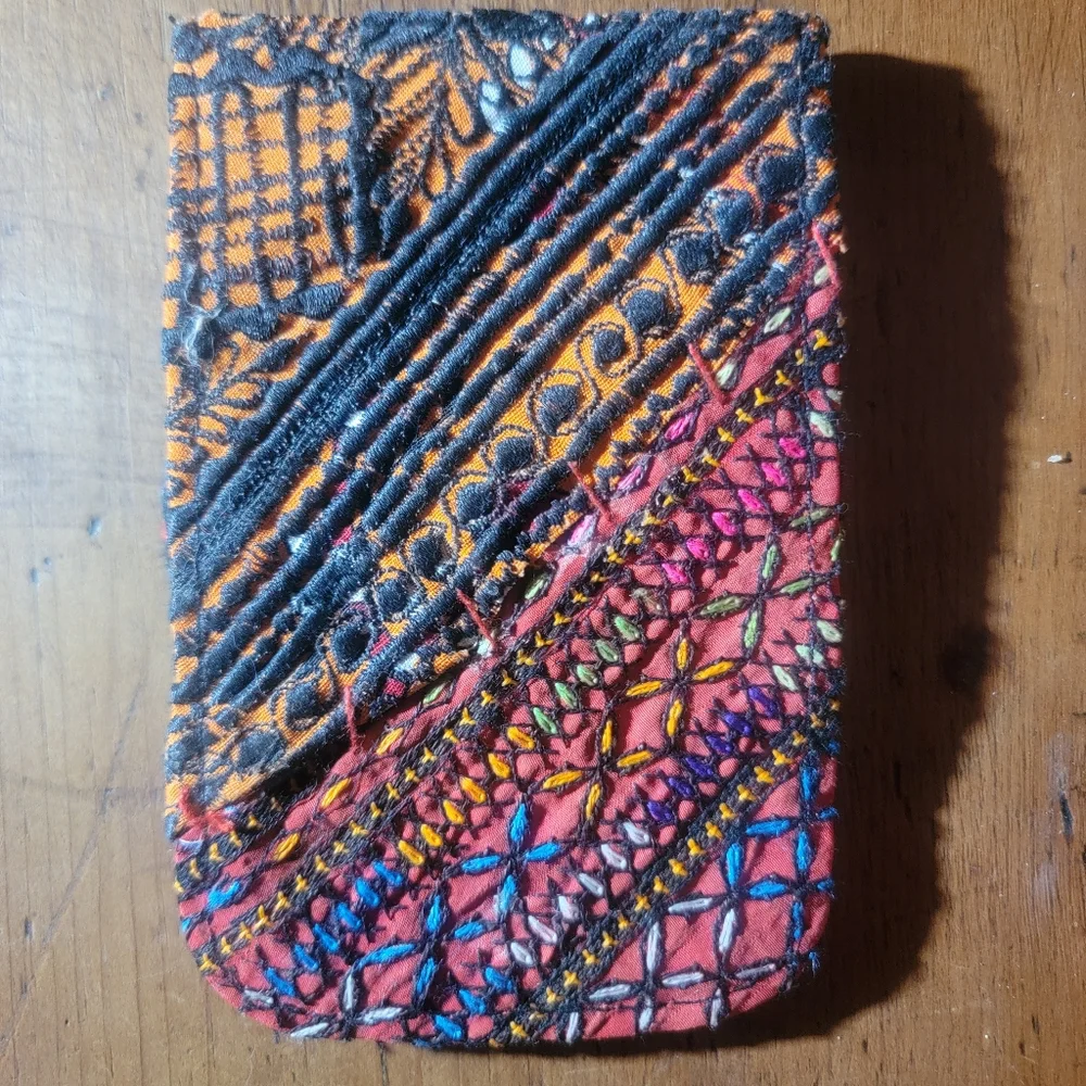 🍄🪬 Free People Boho Embroidered Repurposed vtg banjara hippie Wallet card case