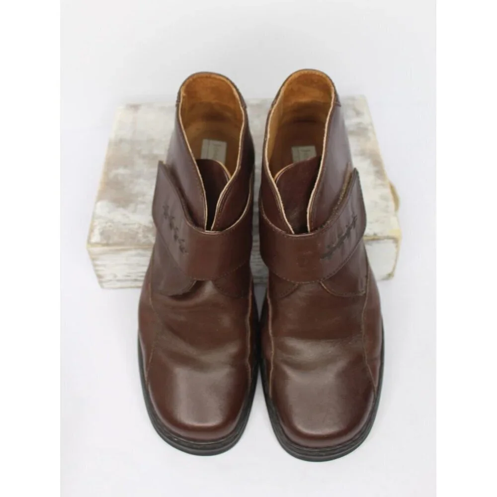 Josef Seibel Womens 10.5 Brown Soft Leather Chelsea Ankle Boots Block Heels NWOB