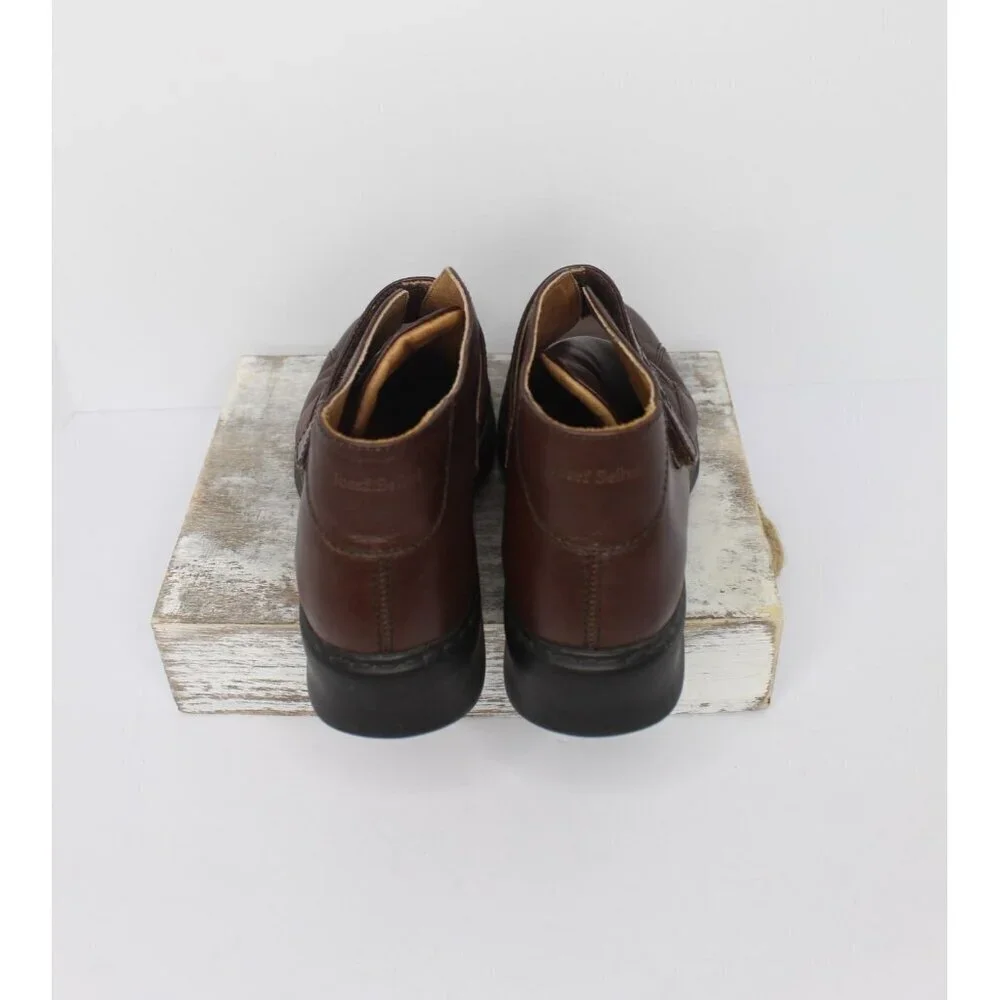 Josef Seibel Womens 10.5 Brown Soft Leather Chelsea Ankle Boots Block Heels NWOB