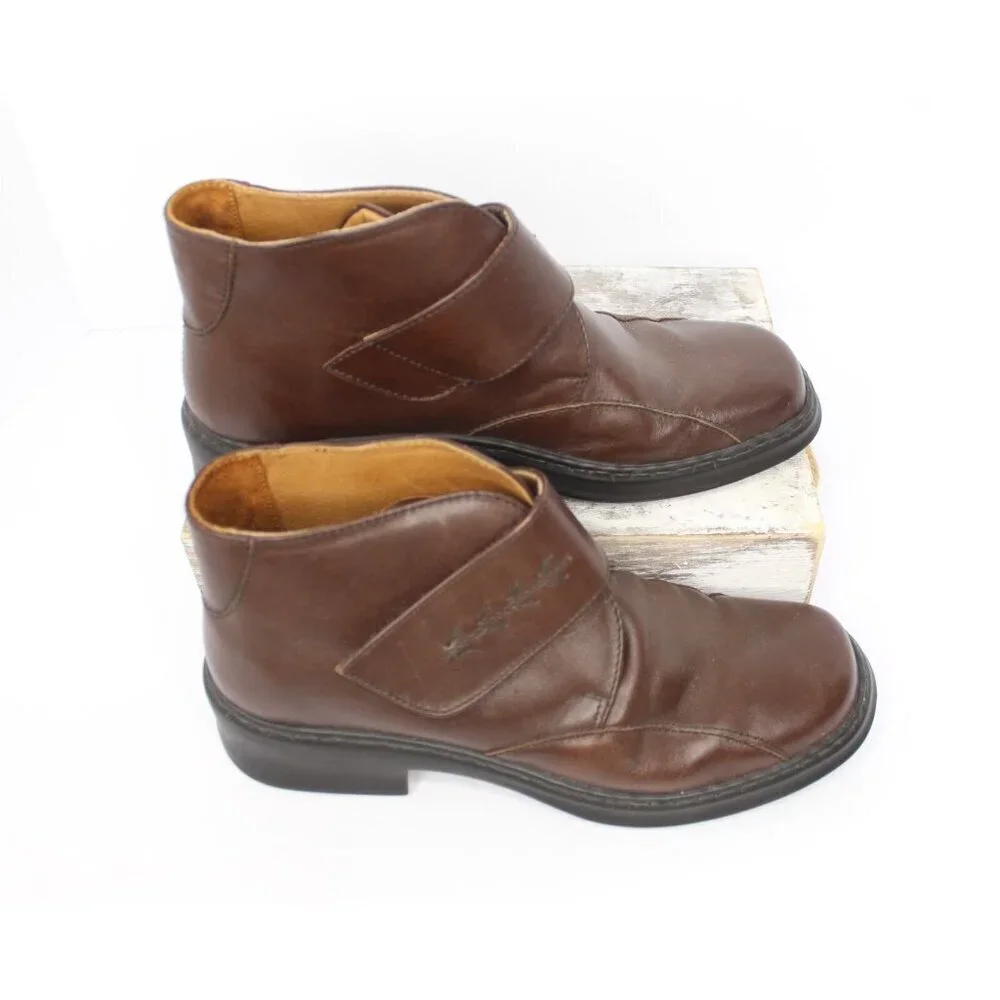 Josef Seibel Womens 10.5 Brown Soft Leather Chelsea Ankle Boots Block Heels NWOB