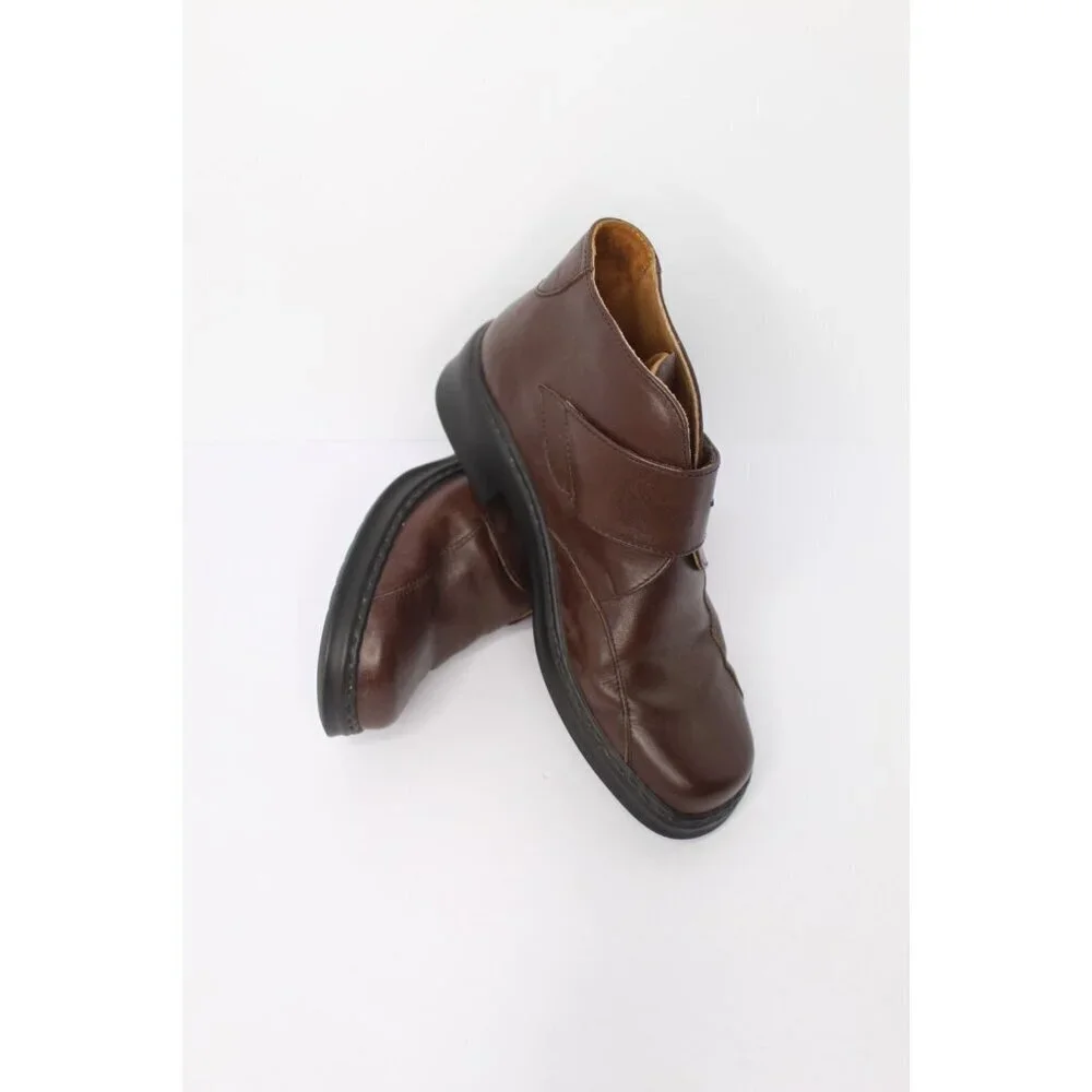 Josef Seibel Womens 10.5 Brown Soft Leather Chelsea Ankle Boots Block Heels NWOB
