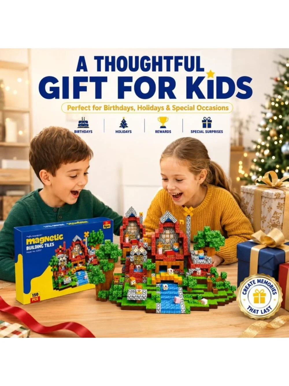 150PCS Magnetic Building Blocks - STEM Stacking Cubes Toy for Kids 3+ | Fun