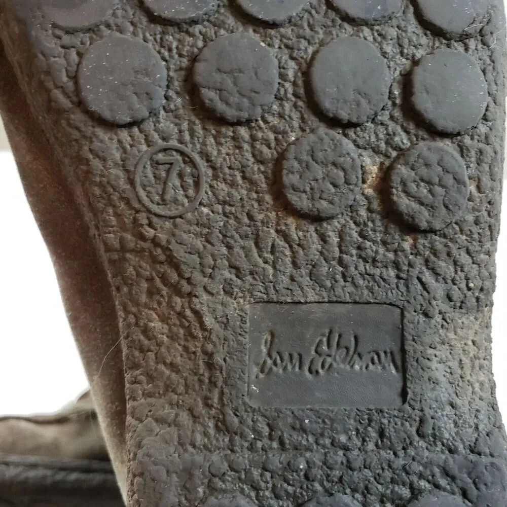 Sam‎ Edelman Womens Brown Leather Round Toe Mid Calf Lace Up Snow Boots Size 7