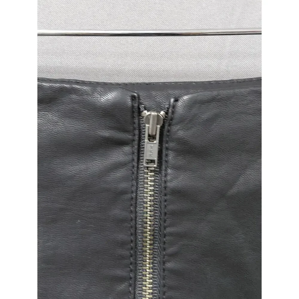 LA9 Free People Metal Black Leather Exposed Back Zip Mini Skirt Women Size 4