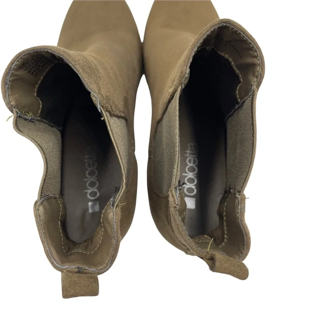 Dolcetta‎ Tracy wedge heel ankle boots booties Size 8 Olive Green