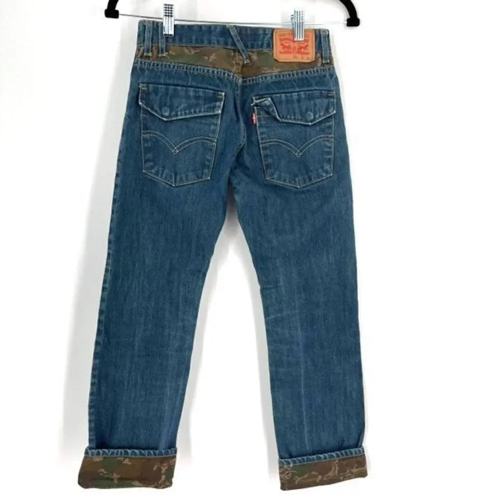 Levi's 511 Kids hunting‎ Slim Camo Cuffed Jeans Blue Denim camouflage Size 12R