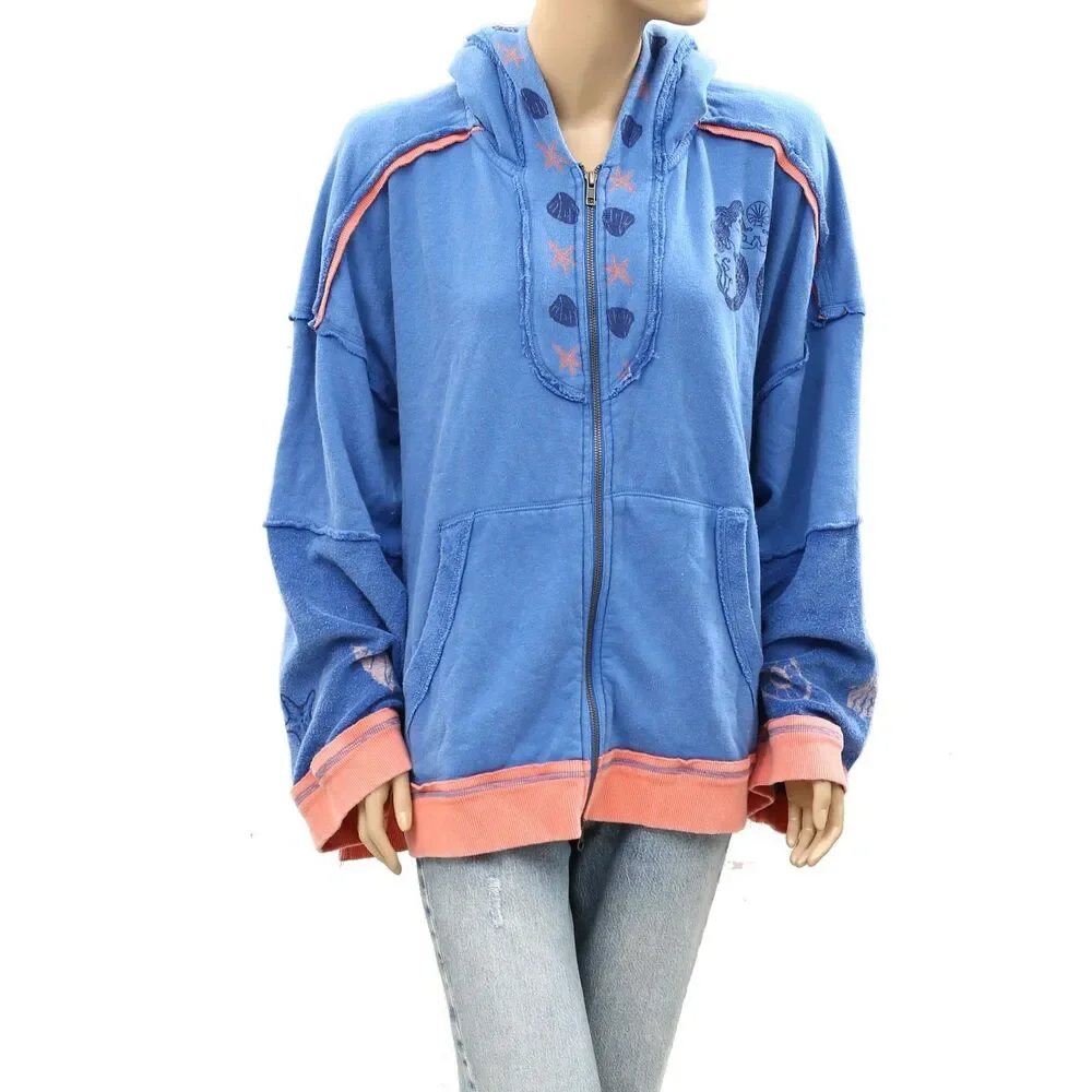 Free People We the Free Seashell Cardi Cropped Jacket Top Oversized S 288850