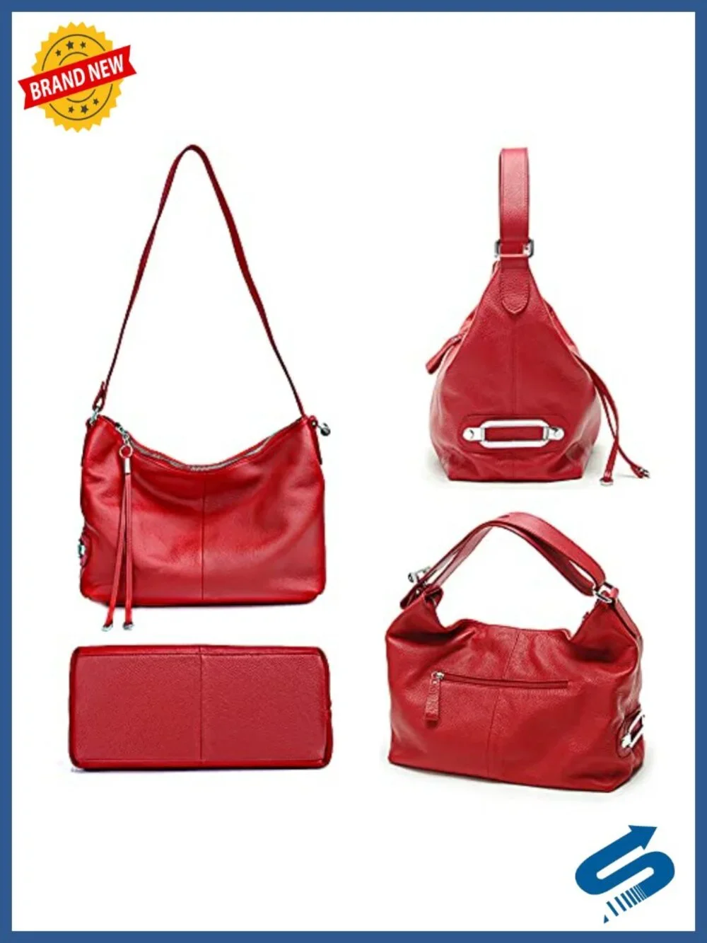 Genuine Leather Women's Tote Handbag with Adjustable Shoulder Strap and
