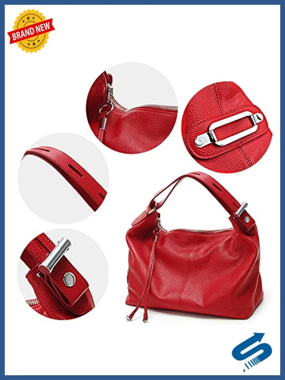 Genuine Leather Women's Tote Handbag with Adjustable Shoulder Strap and