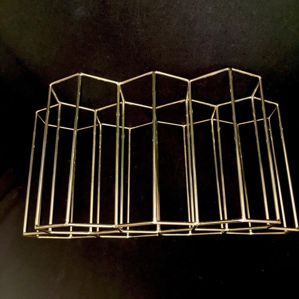 MCM‎ Geometric Gold Wine Rack Freestanding Bottle Holder Wine Rack 7 Bottle
