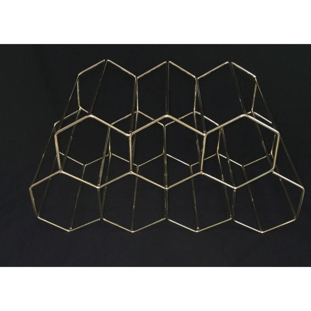 MCM‎ Geometric Gold Wine Rack Freestanding Bottle Holder Wine Rack 7 Bottle