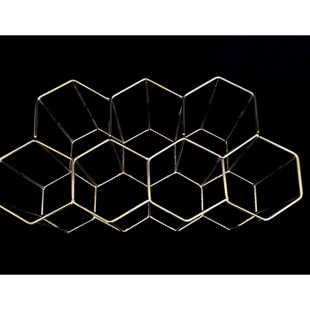 MCM‎ Geometric Gold Wine Rack Freestanding Bottle Holder Wine Rack 7 Bottle