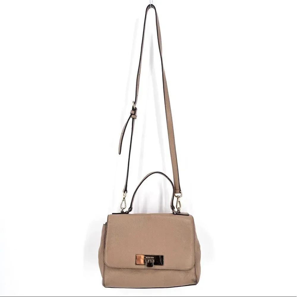 Michael Kors Callie Satchel‎ Crossbody Camel Purse pebble leather