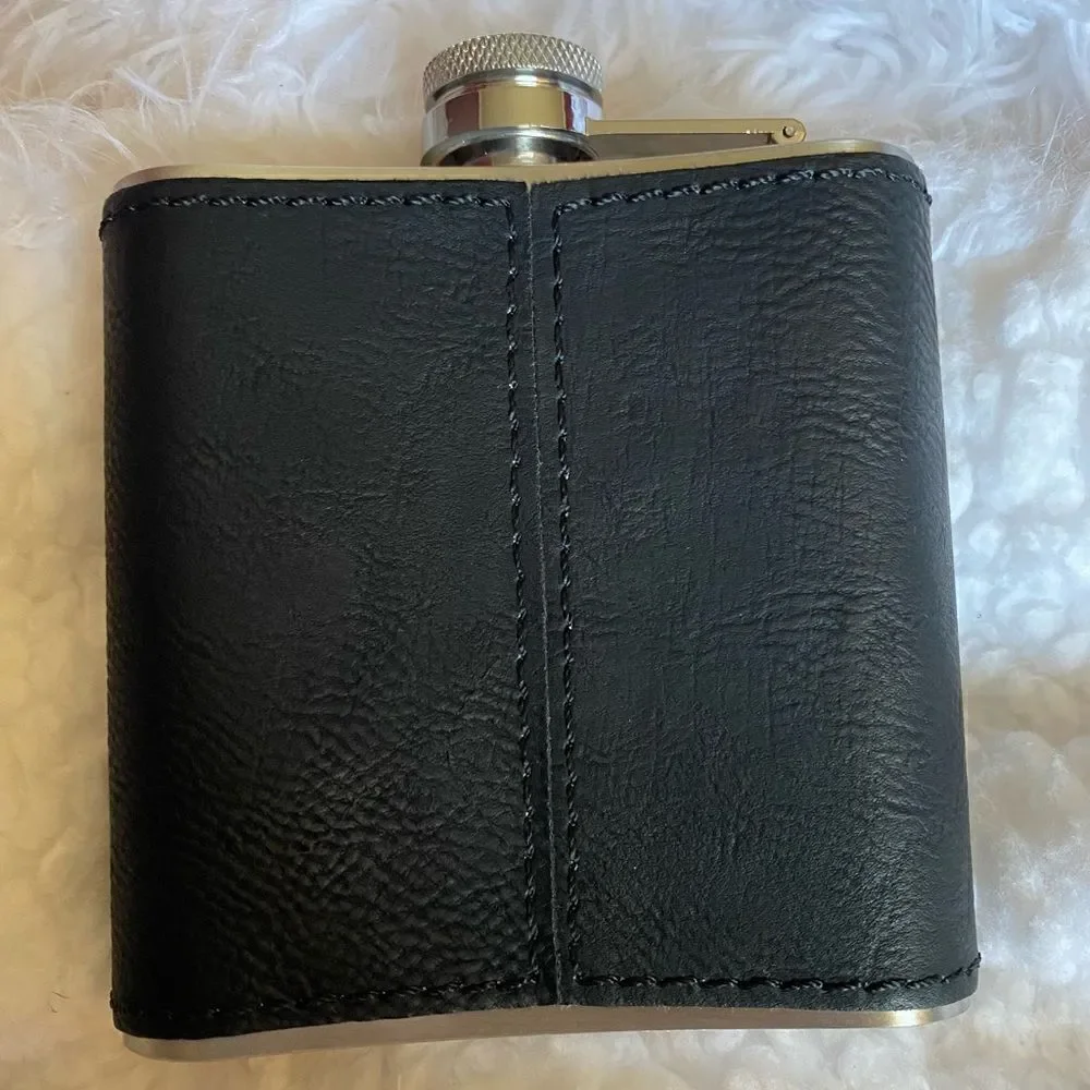 ‘Definitely Water’ Stainless Steel & Leather Flask