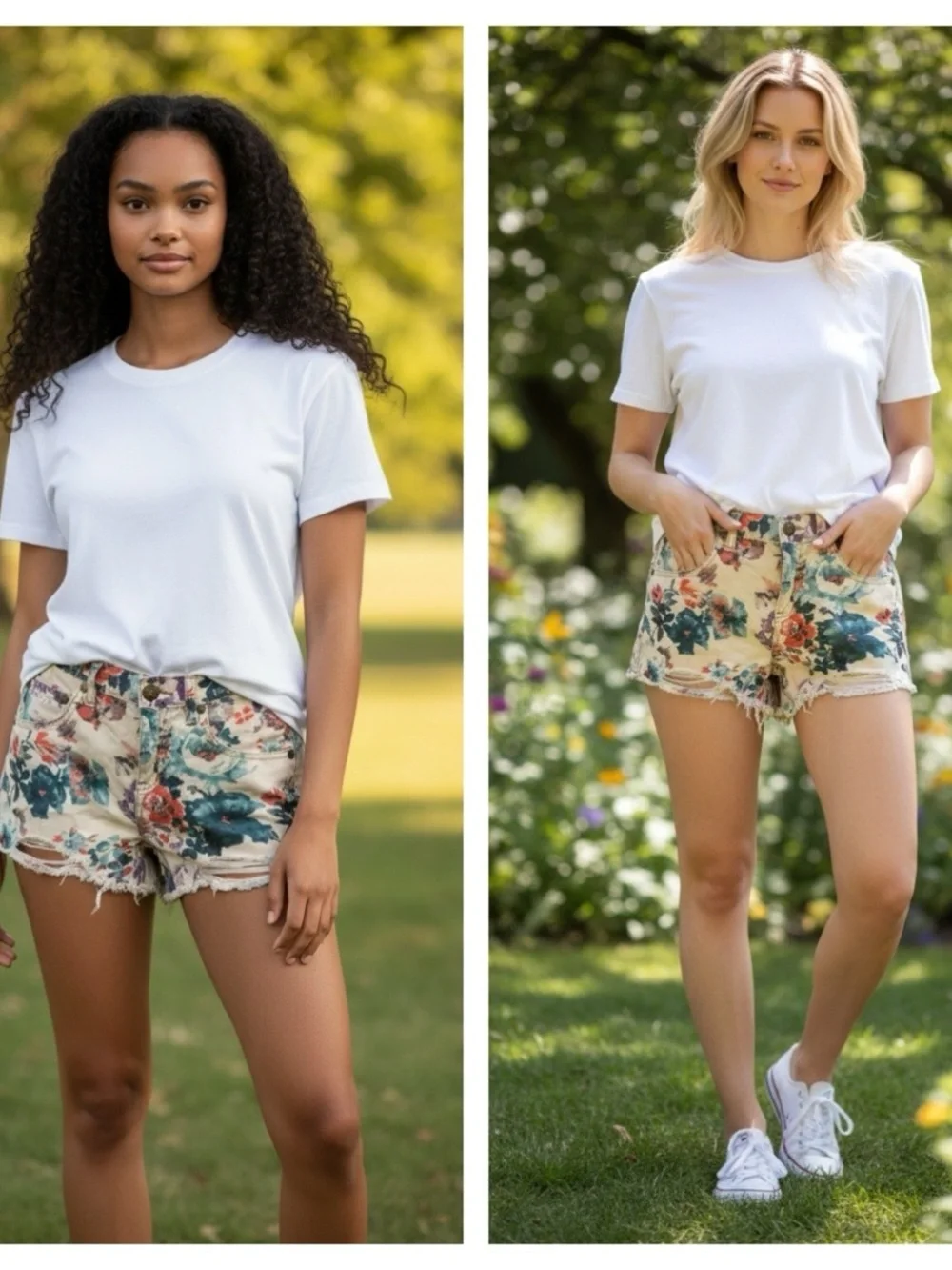 Free People Floral Daisy Duke Distressed Jean Shorts Size 28
