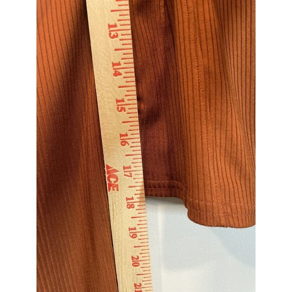 Free People Ribbed Long Sleeve Crop‎ Top Size XS Brown Soft Feminine Casual