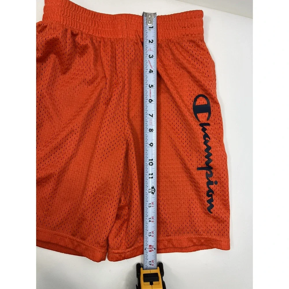 Champion‎ Shorts Youth Sz M Orange Mesh Athletic Elastic Waist Pockets