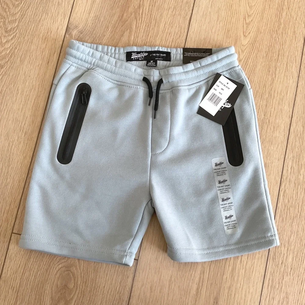 Brooklyn Cloth Kids The‎ Knit Short Light Blue Zip Pockets Size 10/12