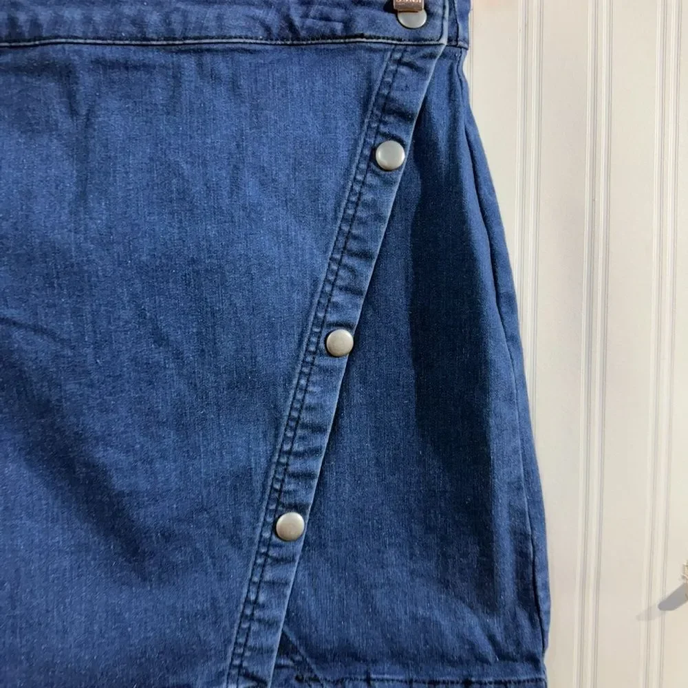 Free People-‎ We The Free Blue Wrap Mini Skirt Casual Sz 12