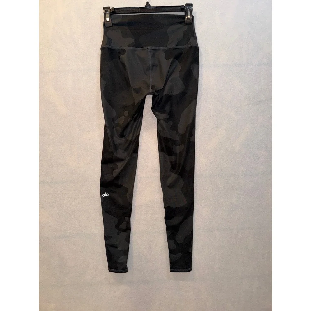 Alo Yoga Camo High Waist Leggings Black Grey Activewear Workout‎ Fitness Size S