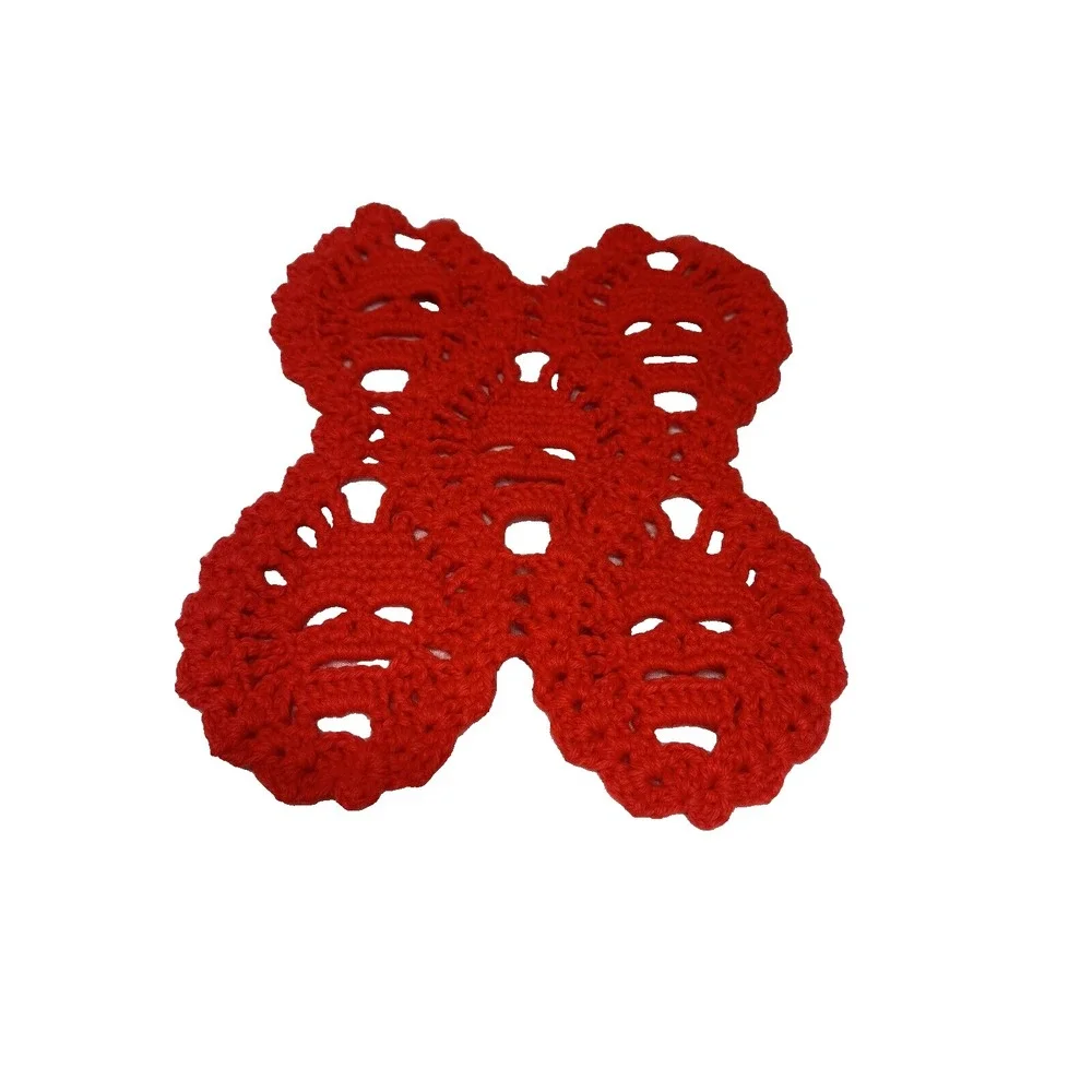 NEW‎ hand crocheted SKULL placemat table decor RED