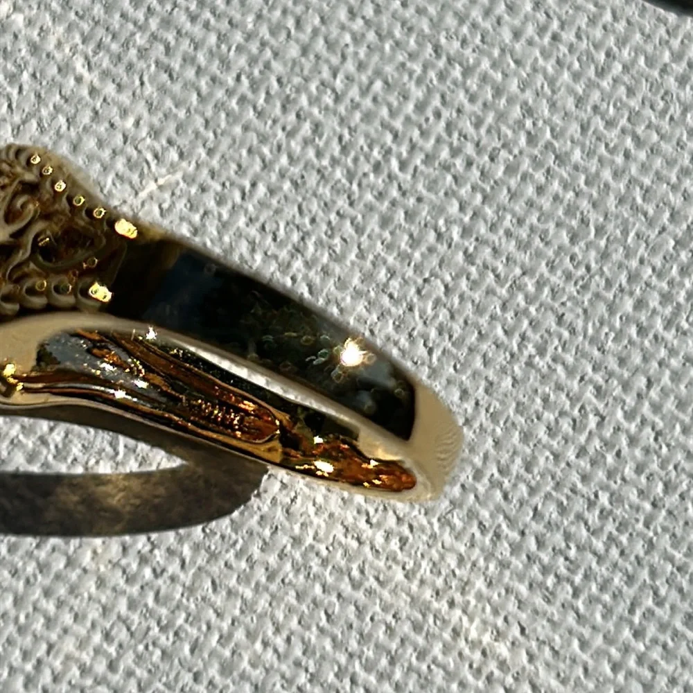 NWOT-PAJ Prime Art & Jewel Brand Blue Lapis Gold Over Brass Dangle Designer Ring